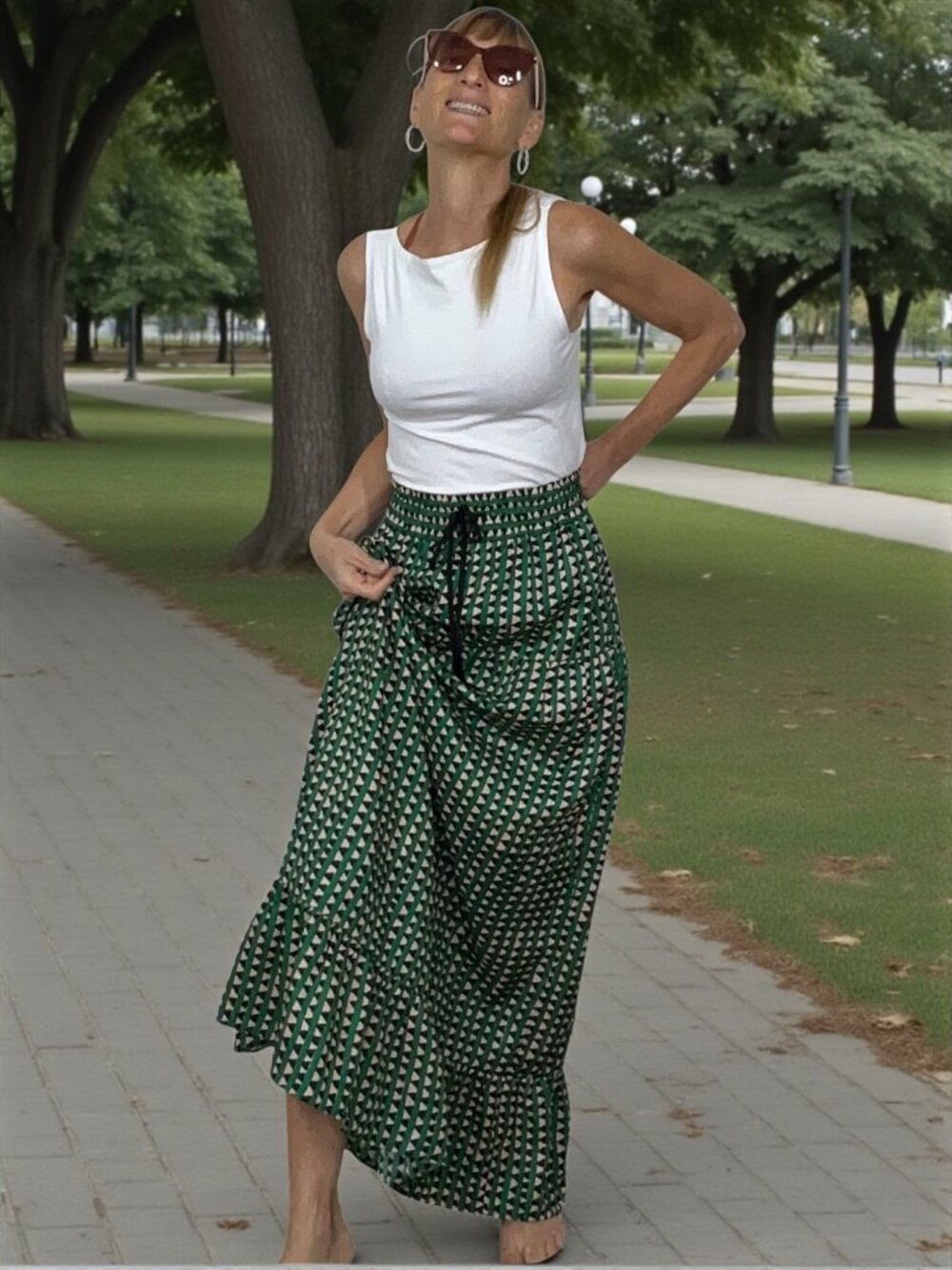 Scotch & Soda Green Patterned Maxi Skirt